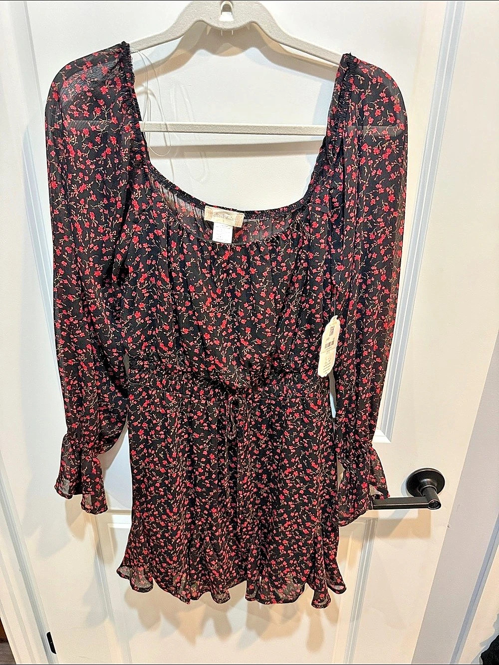 Altar'd State Floral Mini Dress in Black & Red Size Small NWT